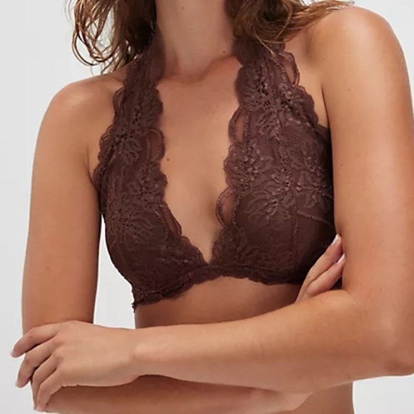 Free People Intimately Purple Last Dance Lace Halter Bralette Small - Picture 2 of 6